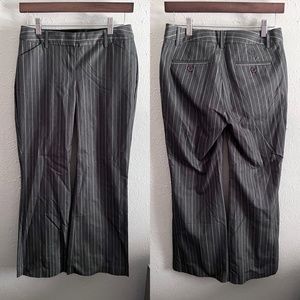 Body by Victoria The Christie Fit Grey Pinstripe Flare Pants Women's 2 S…